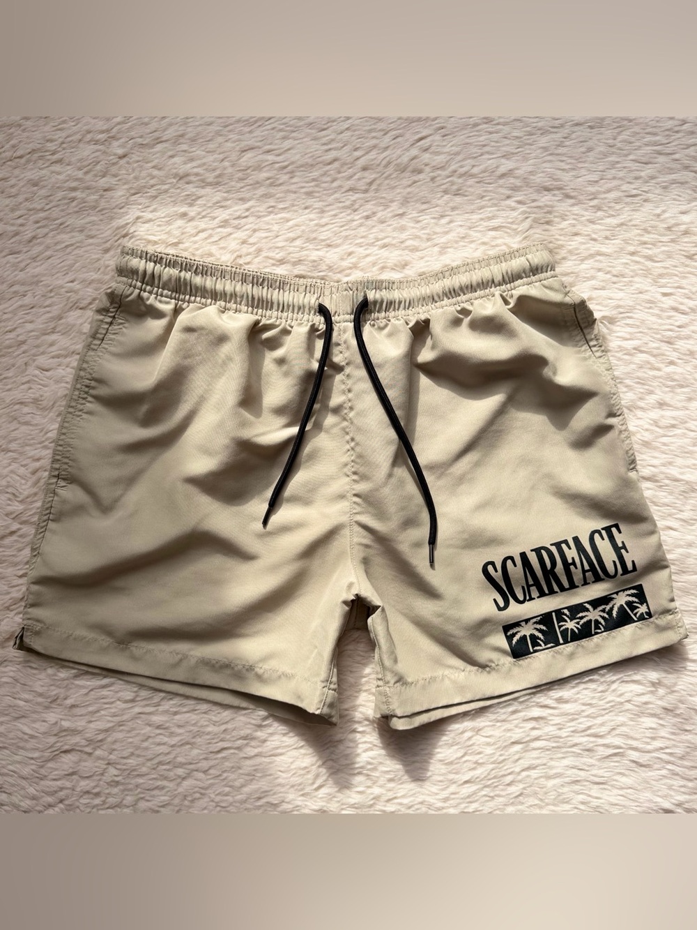 Pacsun Scarface 4.5" Graphic Board Shorts Palm Tree Drawstring Waist Men’s S